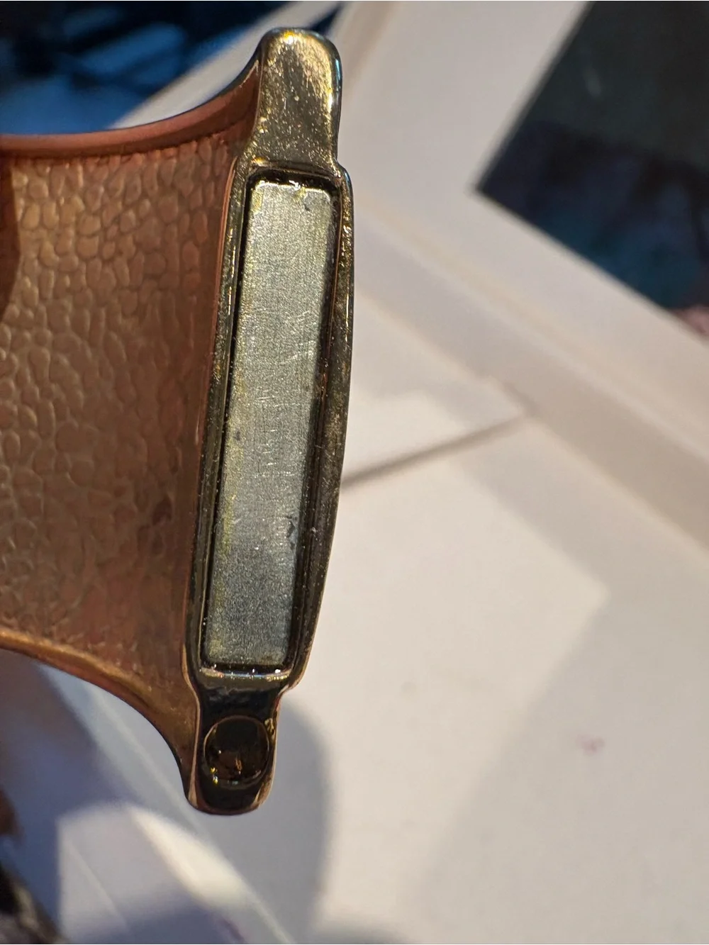 Vintage Banana Republic Signed Bracelet Black Gold Bangle Wide 2 1/2” Opening